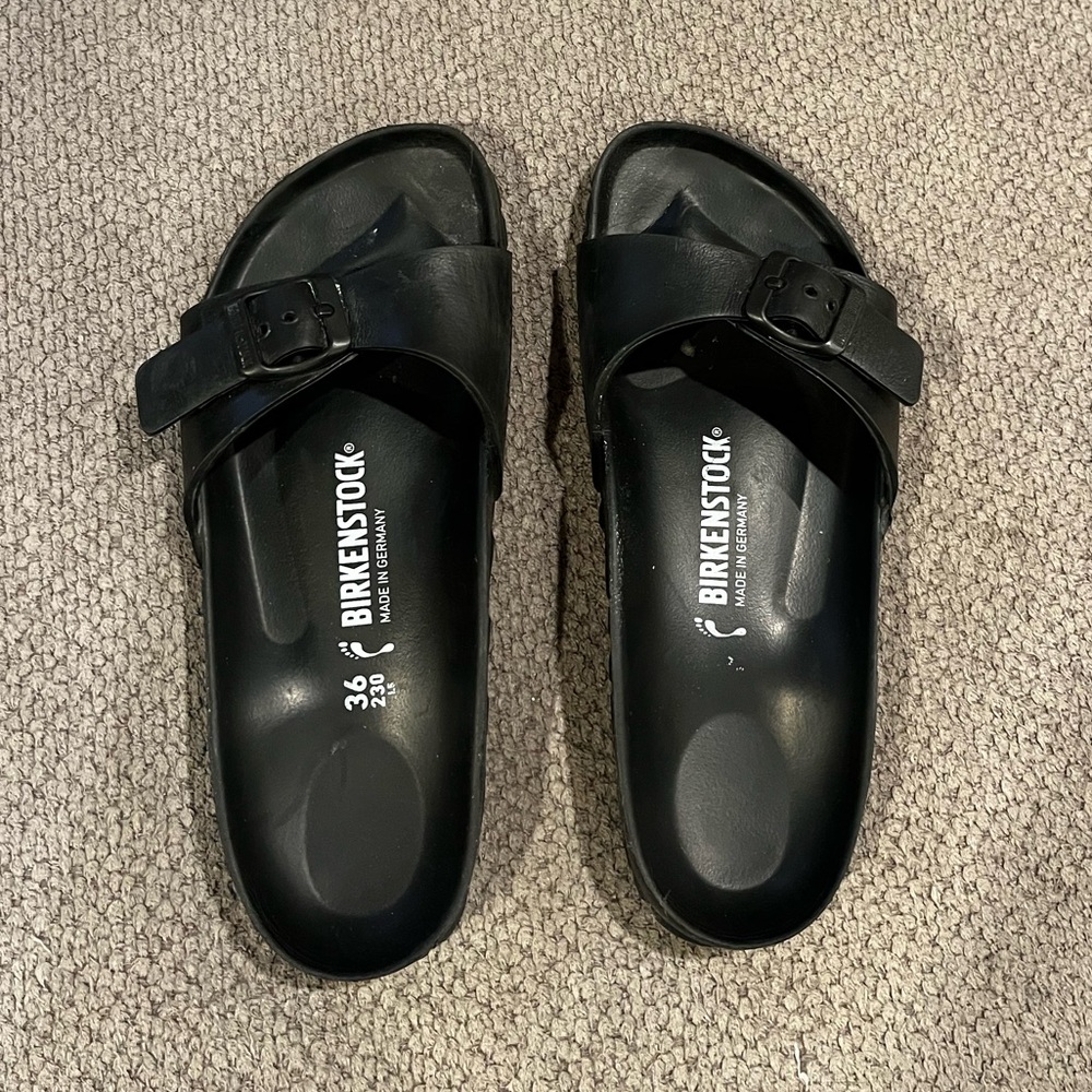 Birkenstock Black Slide Rubber Sandals Women Size 6